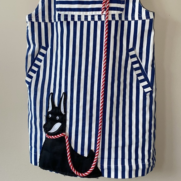 Kikot Prorsum Blue and White Striped Overalls with Dog - Picture 3 of 14